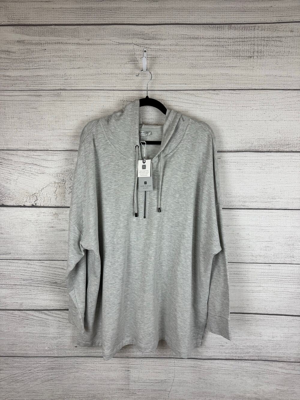 Cable & Gauge Studio Plus Size Gray Soft Knit Quarter Zip Pullover Size 3X